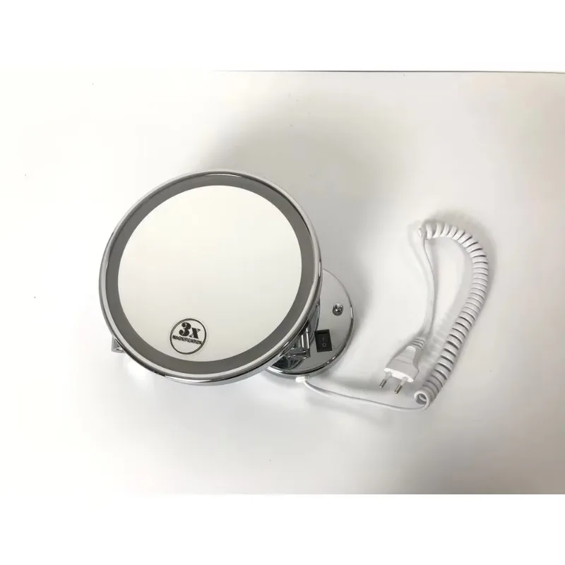 

3x Lighted Hotel Bathroom Makeup Mirror with Lamp Cosmetic Wall Mirror with Lighting Feature