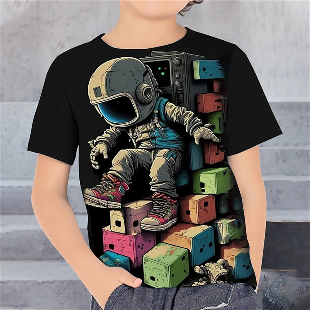 2025 Astronaut 3d Printed Kids Boys Girls Casual T-Shirts Funny T Shirt Children Birthday Tshirts Baby Clothes