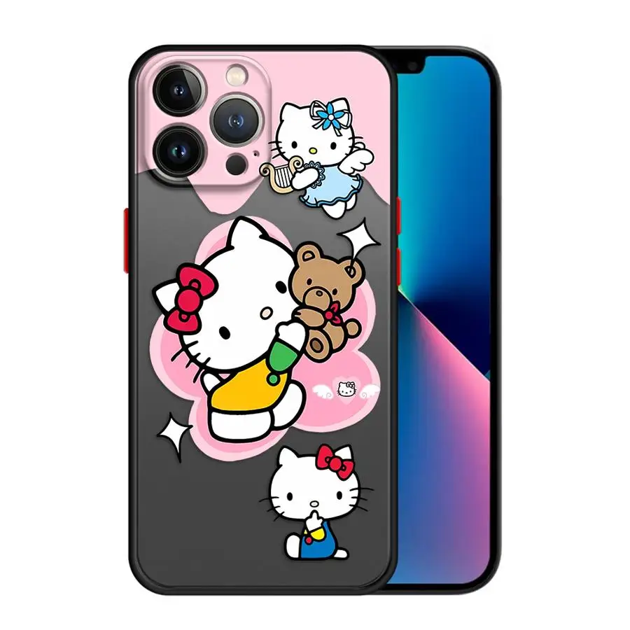 Dessin animé Sanrio Hello Kitty étui pour Apple iPhone 7 8 15 16 14Plus 12 13 11 Pro Max 17 Air XS Max 13 Mini couverture souple