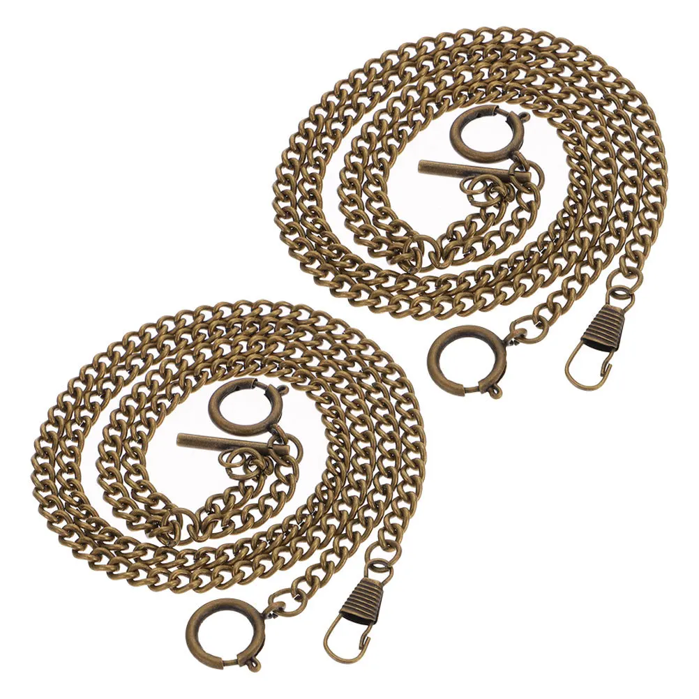 

2Pcs Pocket Watch Chain Vintage Metal Secure Hanging Chain for Waistcoat Wallet Men Watch Accessories Wedding