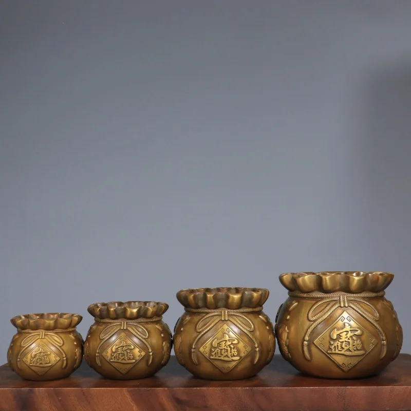 Brass Treasure Basin Ornament Wealth Attracting Wealth Gathering Money Bag Home Living Room Decoration Housewarming  Piggy Bank