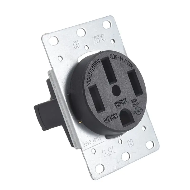 

NEMA14-50 Outlet By Industrial Grade For Even Safer, No Overheating Or Melting, Silver EV Charging 50Amp 125/250V Receptacle