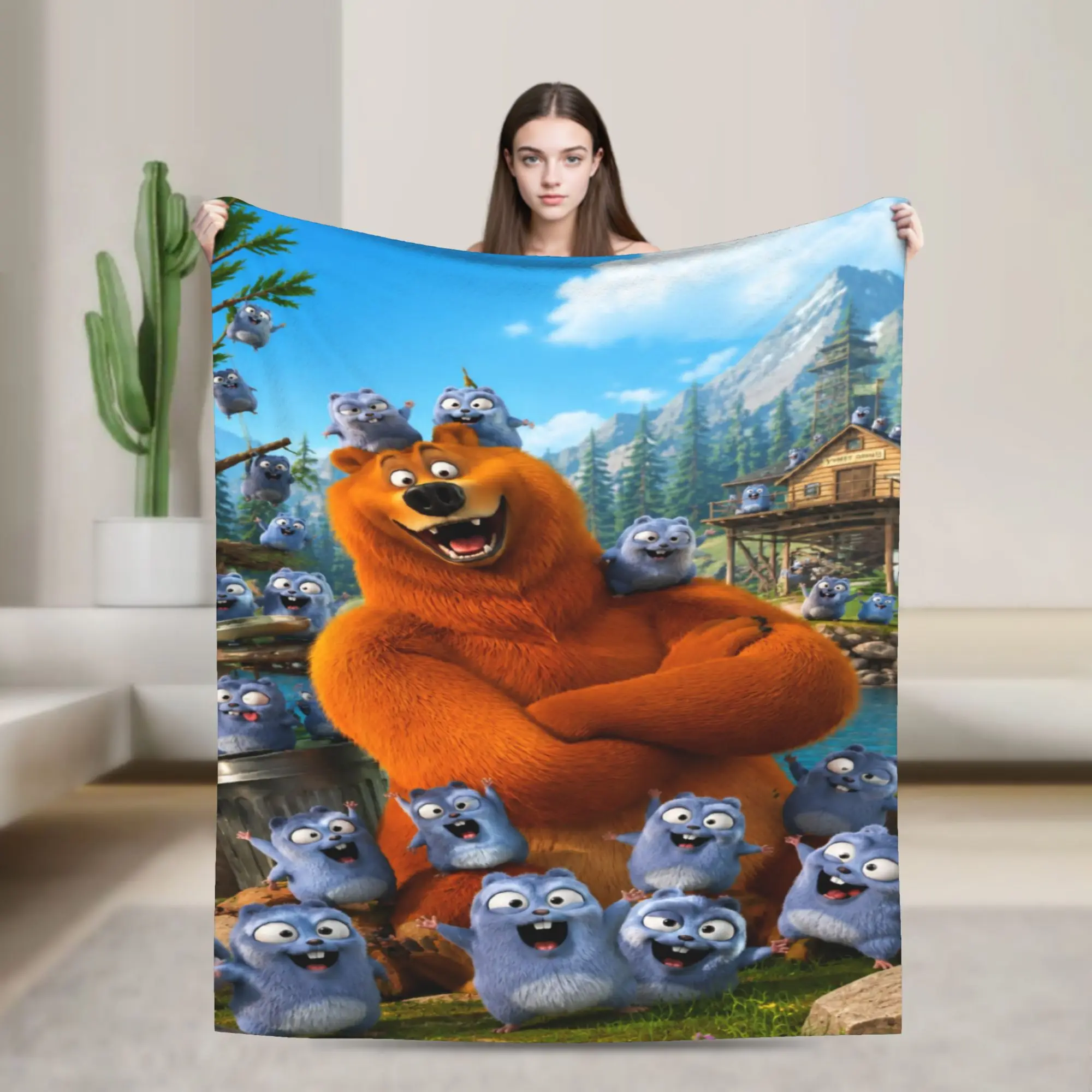 Grizzly And Lemmings  Blanket Multiple Sizes Soft and Lightweight  Throw Blankets for Couch Sofa and Bed