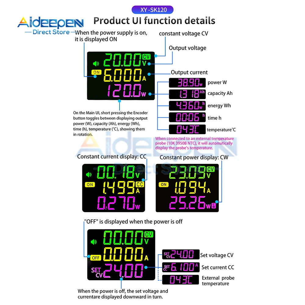 DC 6-36V to 0-36V 6A 120W CNC Adjustable DC Voltage Regulator CV CC Step Down Power Supply Module SK120 Solar Charging Module