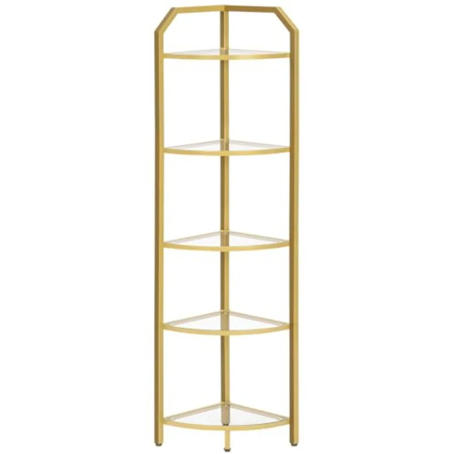 

5-Tier Self Stand Gold ookself Tempered Glass Sees atroom Orgazer Plant Stand for Living Room Study alcony ome Office ern St