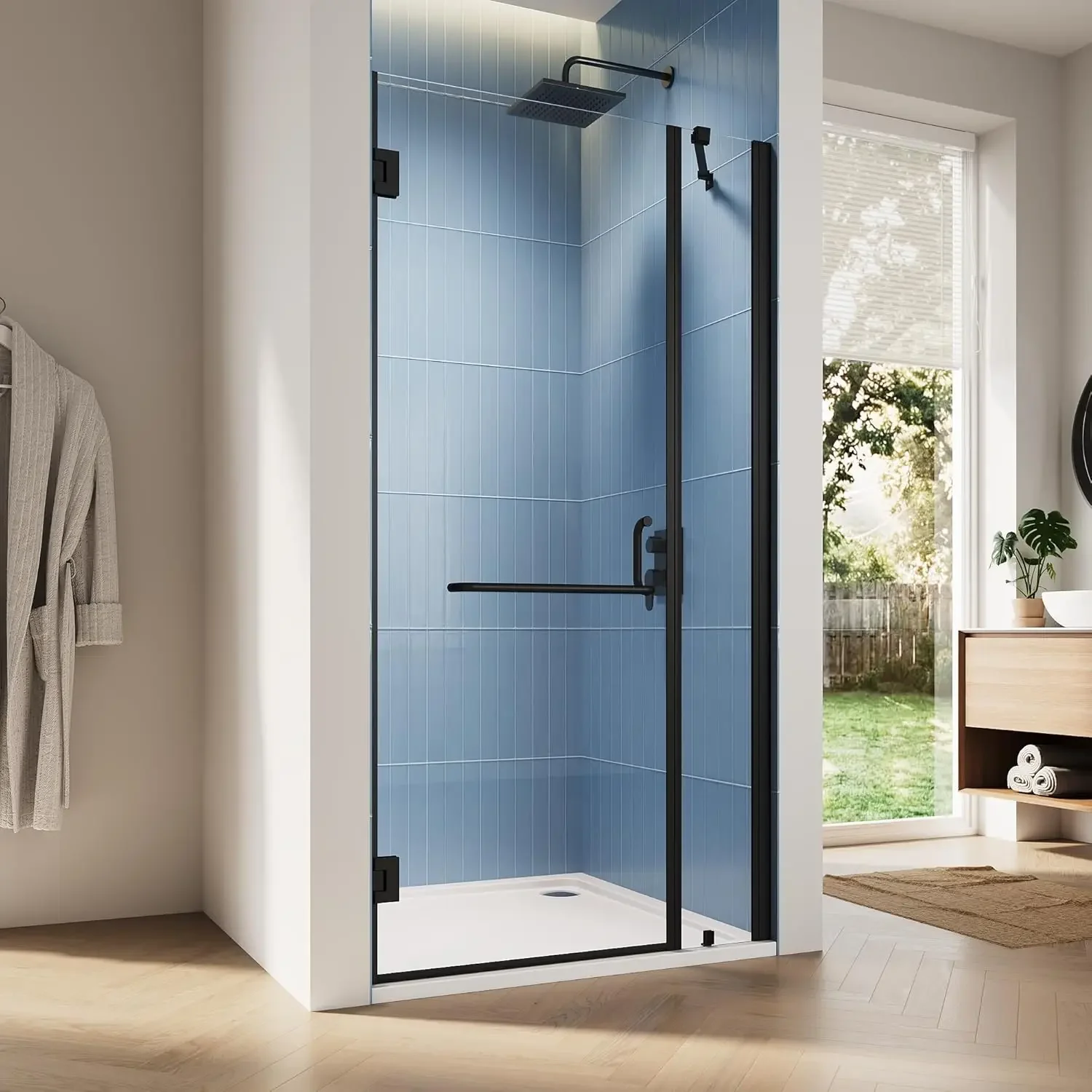 

38" W x 72" H Pivot Shower Door Frameless with 1/4" Clear Tempered Glass Swing Hinged Magnet
