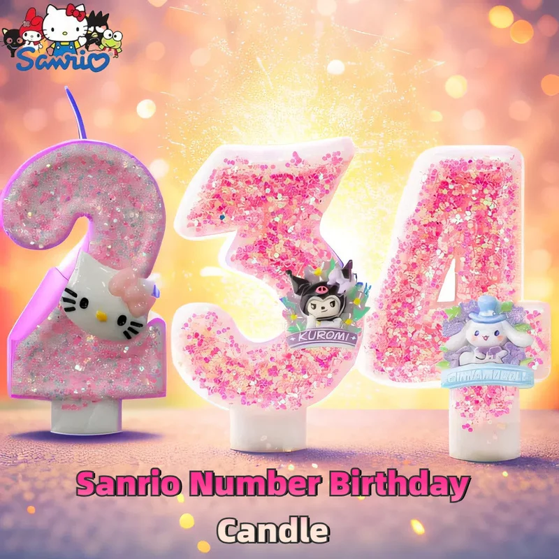 Sanrio Hello Kitty Kuromi Number Birthday Candle Cinnamoroll Digital Candles Birthday Cake Decoration Anniversary Party Candles