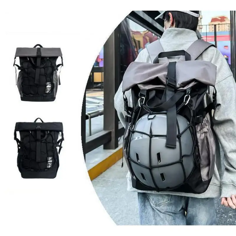 Backpack Men's High-end Sense New Fashion Roll-up Sports Fitness Basketball Bag Riding Helmet Backpack Male Student Schoolbag