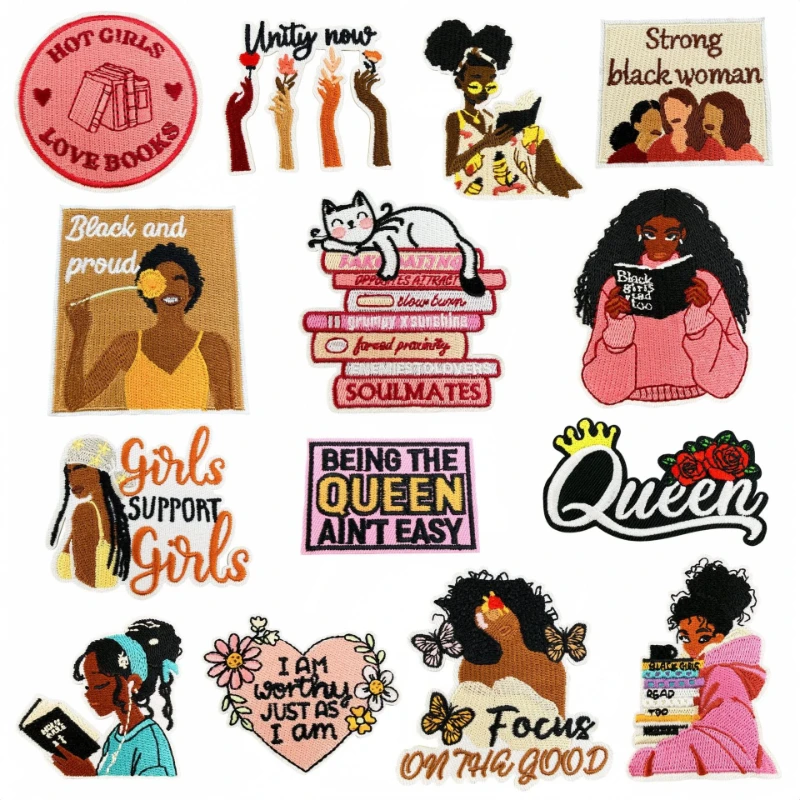 New Black Women Inspirational English Sew Iron-on Embroidered Patches Badge DIY Clothing Bag Coats Jeans T-shirt Hat Decoration