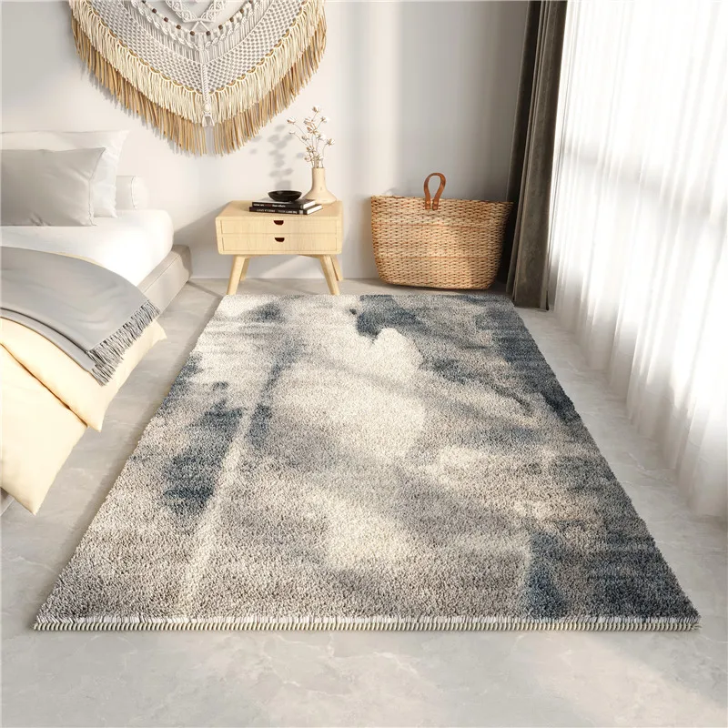 Fluffy Soft Faded Striped Thickened Carpet Bedroom Bedside High End Room Carpets Bedside Light Luxury Non Slip Waterproof Rug