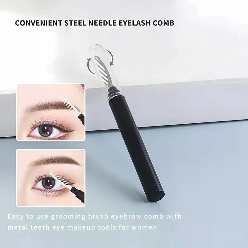 Black Eyelash Clip Comb With Cover Eyelash Separator Eye Lifting Curl Metal Brush Mini Eyebrow Comb Beauty Makeup Tool