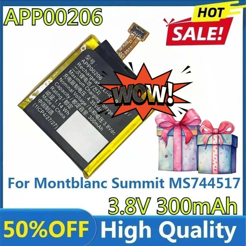 

For Apack Battery for Montblanc Summit MS744517 Watch Battery New High Quality Replaceable 300mAh APP00206