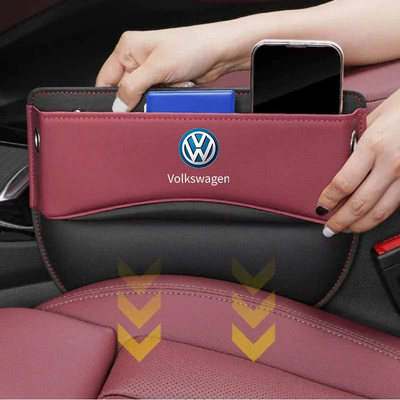 Car Seat Gap Storage Box Leather Belt For VW Golf 6 7 Passat Polo Touran Tiguan 4 Motion MK4 Car Storage Box Accessories