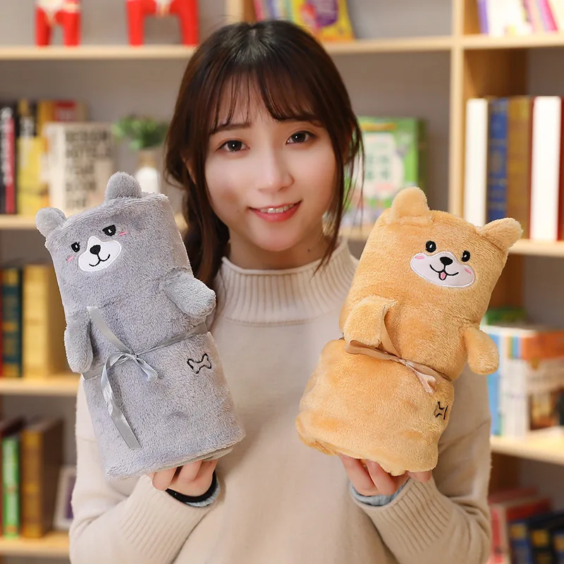 

Nap Blankets Sofa Cover Napping Shawl Hooded Outer Cloak Cape Winter Warm Office Room Blanket Travel Bundle Cartoon Hug Pillow