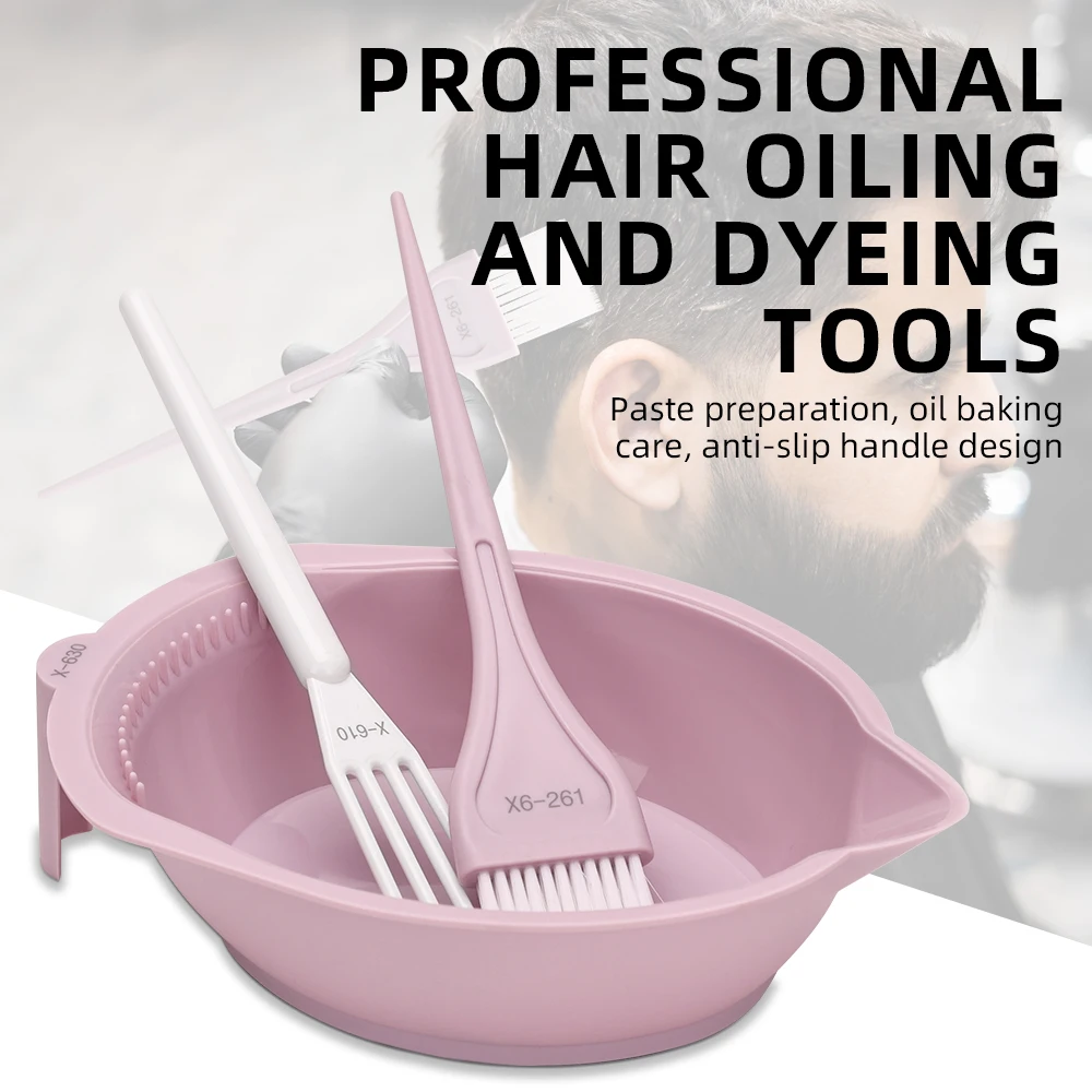 

3pcs Salon Hair Dyeing Set Multi-Color Mixing Bowl Comb Brush Accessories for Barbershop Hair Coloring Tools