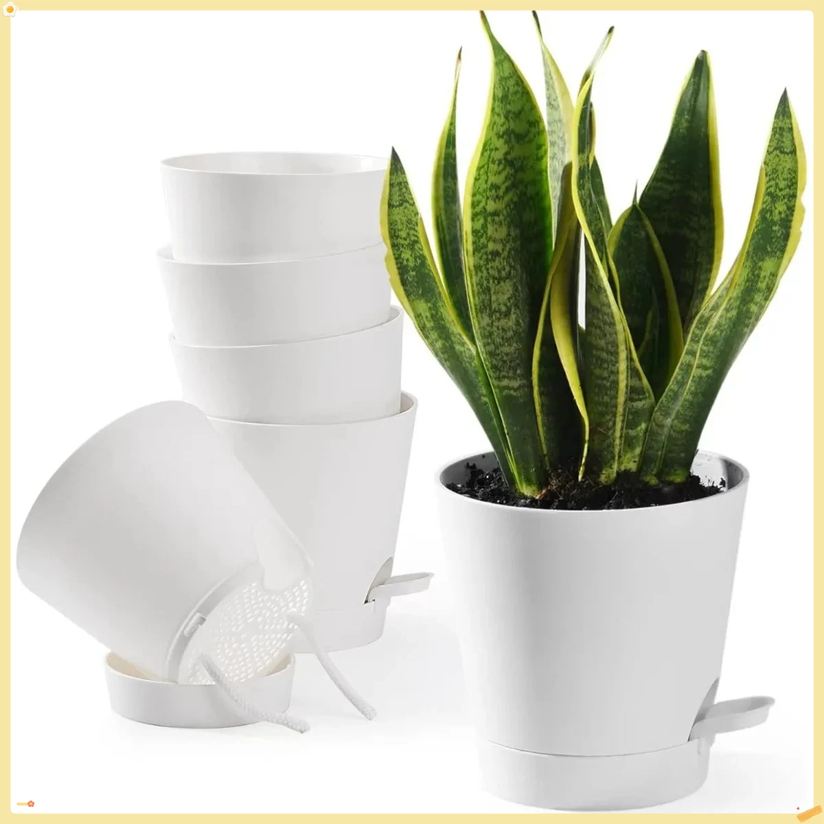 

Plant Pots 6 PCS 5 inch Self Watering Planters High Drainage Flowers Pot for Indoor Outdoor Plants with Reservoir