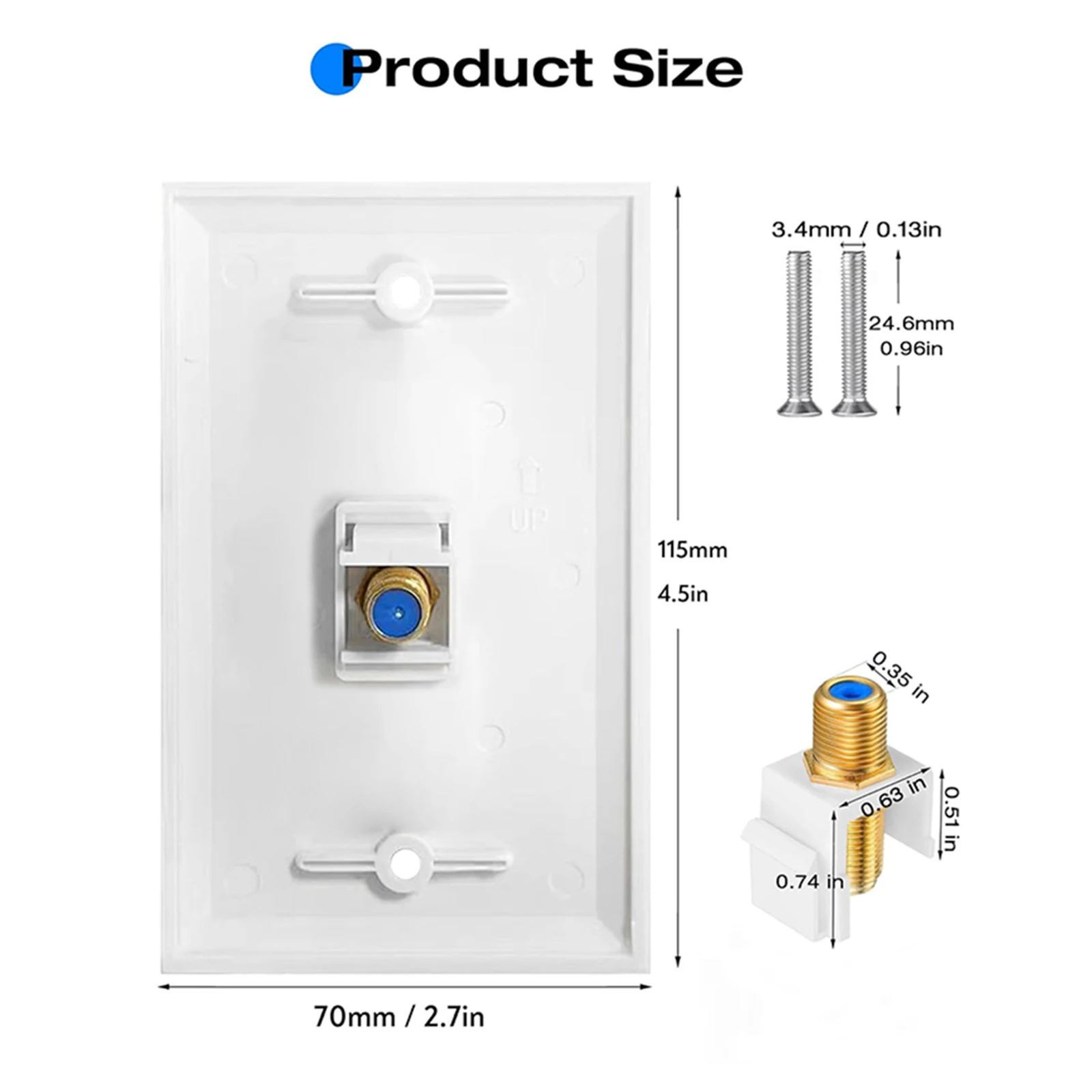 Natalink Coax Wall Plate 1/10-Pack, 1/2/3-Port TV Cable Wall Plate 3GHz F-Type Keystone Wall Jack for Coaxial Cable, Single Gang