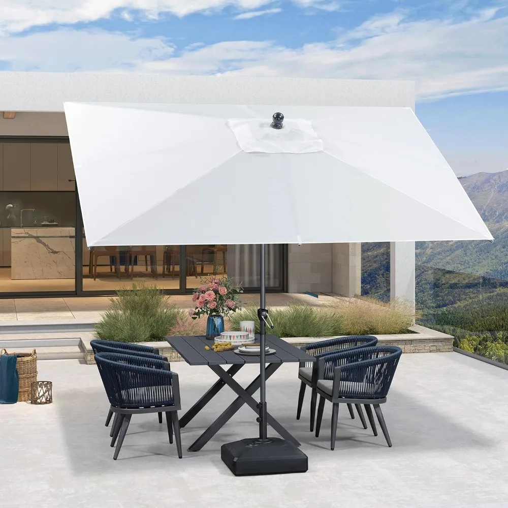 

10' x 6.5' Rectangular Patio Umbrella Outdoor Table Umbrella Aluminum Frame Market Umbrella Sun with 8 Stur