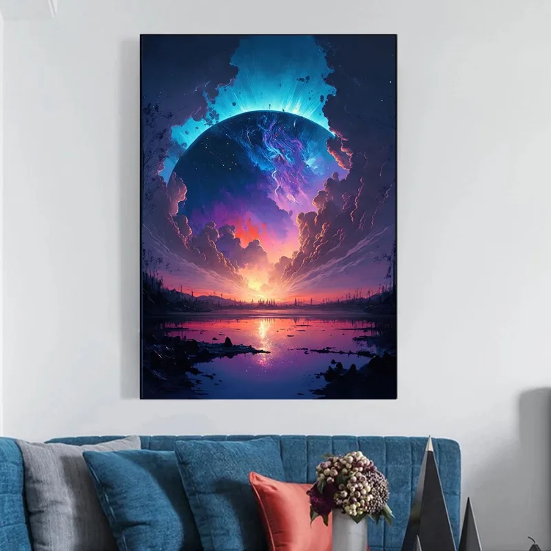 Dreamy Nebula Sky Posters and Prints Interstellar Beautiful Scenery Canvas Painting Wall Art Picture Living Room Home Decor Gift