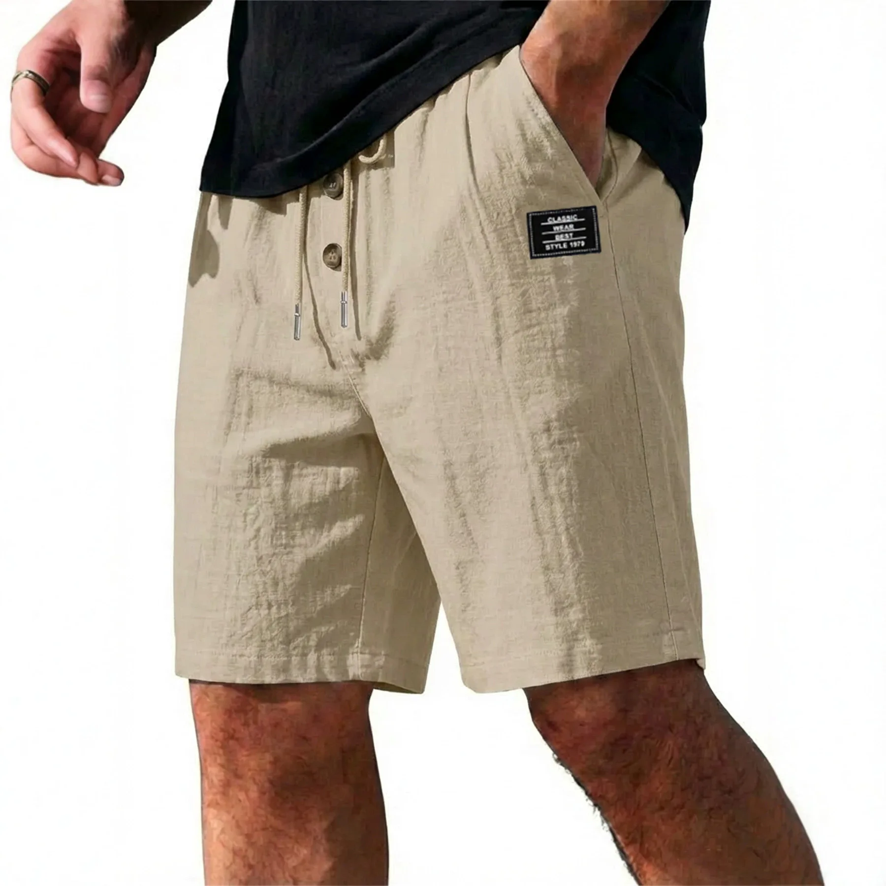 New Men's Cotton Linen Shorts Pants Male Summer Breathable Solid Color Linen Trousers Beach Shorts Fitness Streetwear