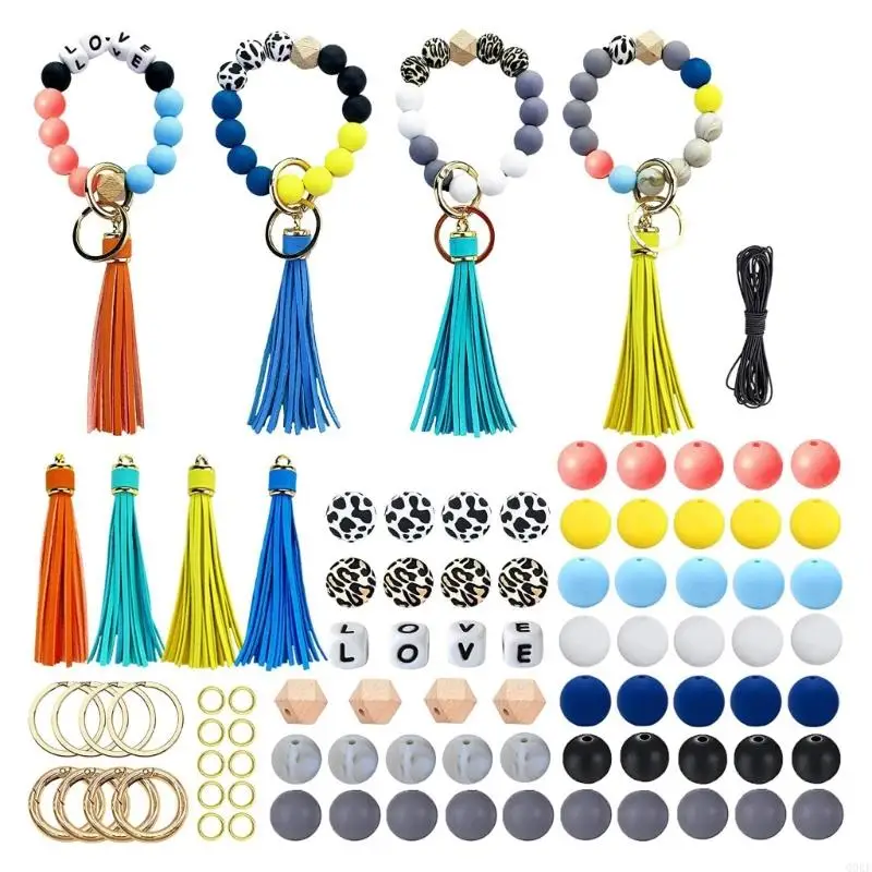 

Q0KE Silicone Beads for DIY Crafts Necklace Bracelet Jewelry Keychain Making