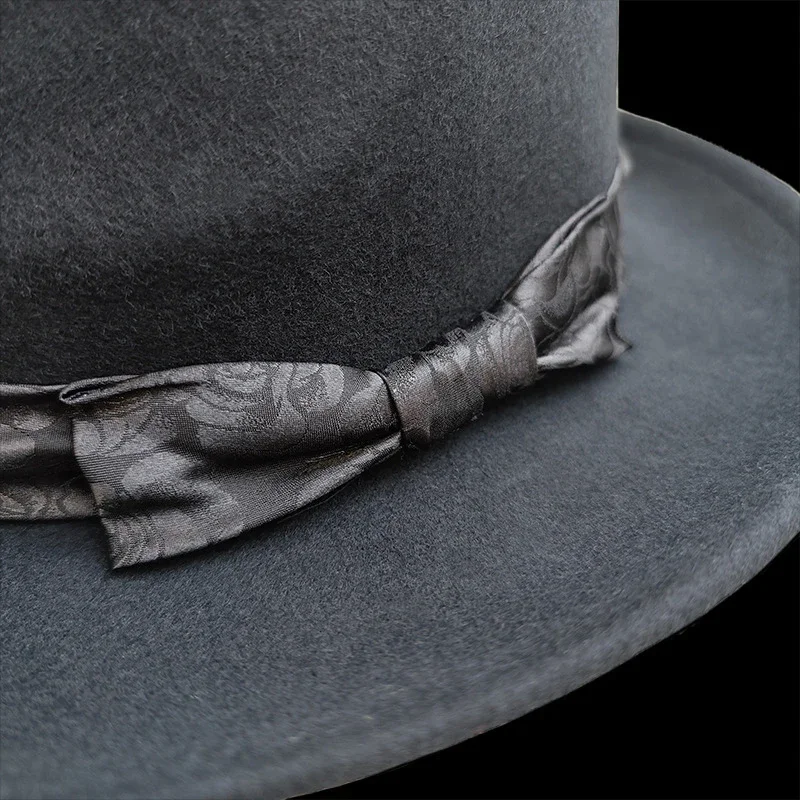 Wool Felt Hat for Men Women Luxury Winter Trilby Hat Ribbon Bowknot Church Dress Wedding Fedora Jazz Hat NZ370