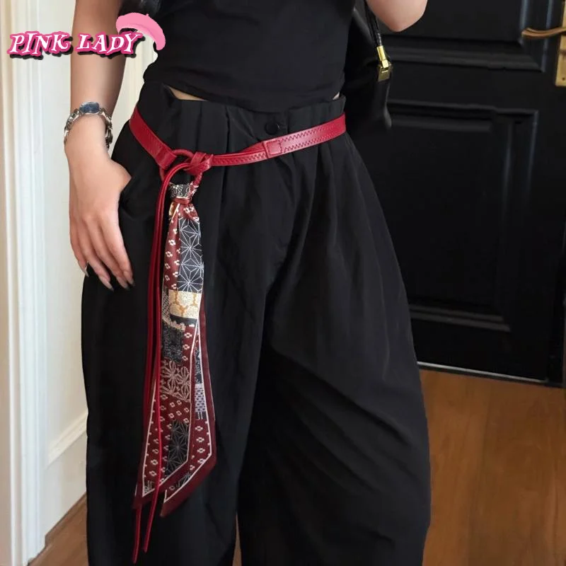 Moda sem buraco nó estilo cintos de couro do plutônio cinto fino feminino jeans vestido decoração cinto