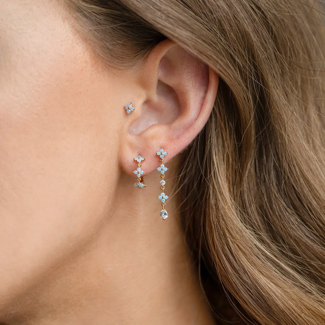 Gold Farbe Klee Ohrringe Ins Ästhetische Mode C Förmigen Opal Stein Hoop Ohr Ringe Für Frauen Zubehör Schmuck Geschenke