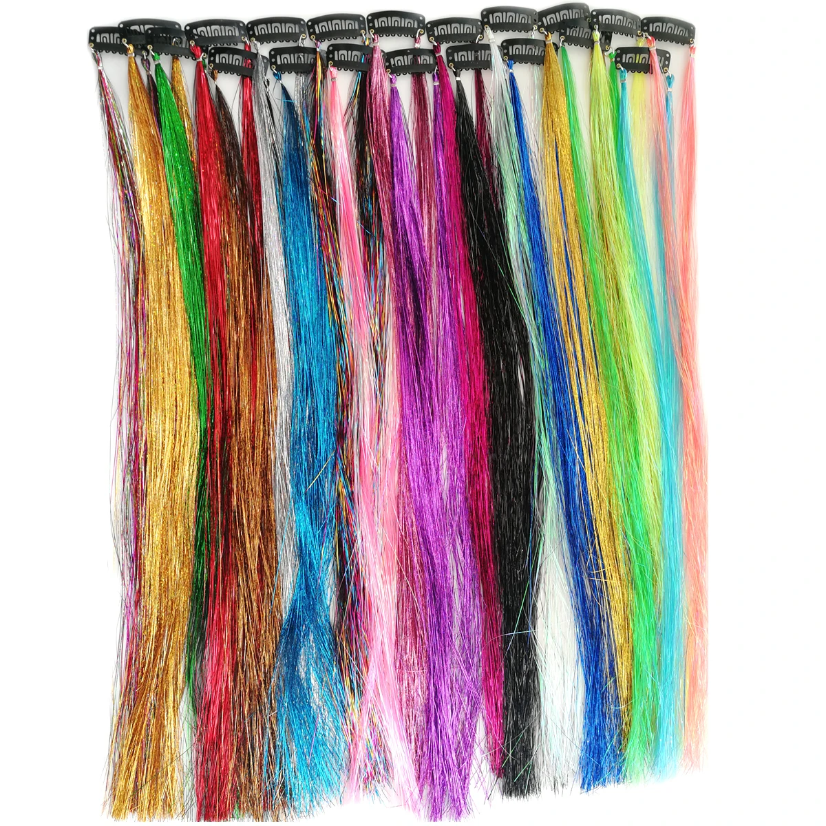 18inch Sparkle Hair Extensions Clip In Rainbow Shiny Sparkle Hair Tinsel Sparkle Hair Extensions Women Accessories image 6