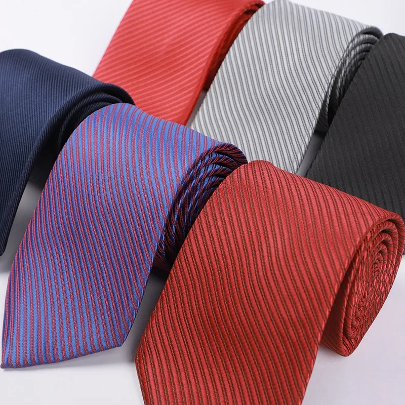 New men's fashionable and casual trend, solid color, thick and thin stripes, 8cm hand tie, business wedding tie