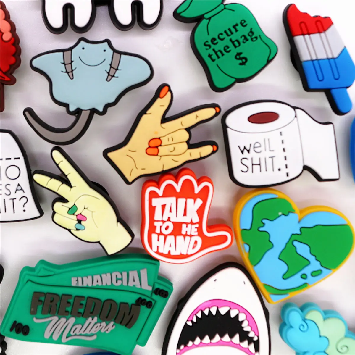 Novelty 1pcs Funny PVC Shoe Charms Clown Shark Toilet Paper Sandals Decorations Slippers Accessories for Kids Party X-mas Gifts