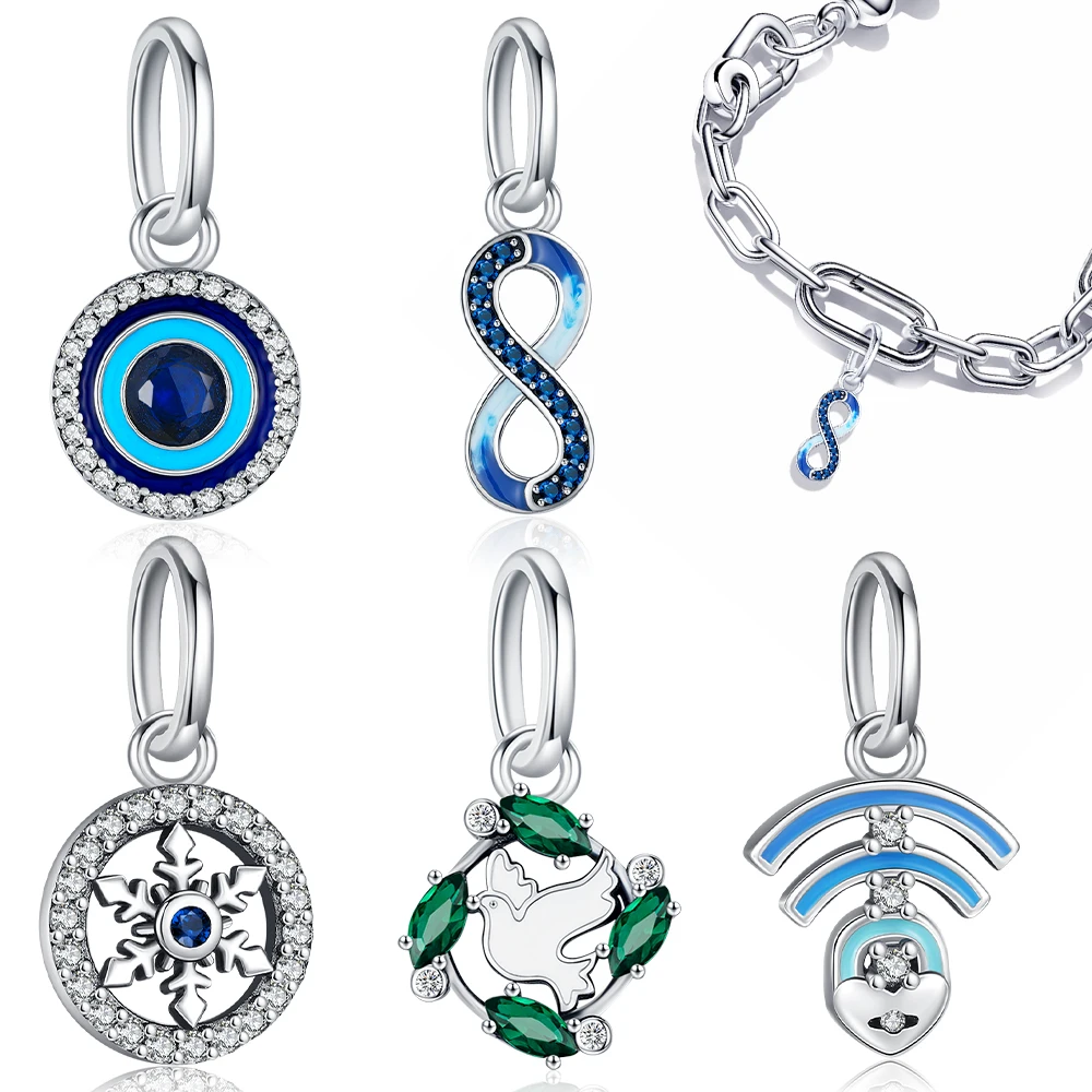 925 Sterling Silber Dämon Auge Anhänger Charme Für 3mm Schlange Knochen Kette DIY Damen Elegante Schmuck Mode Sommer Perlen geschenke