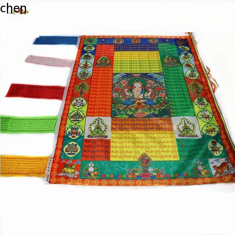 Cz five color printed colorful banner wind horse flag sutra flag ethnic products satin banner