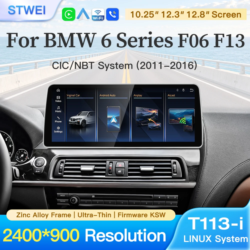 stwei Linux System 10.25 12.3 12.8inch Screen For BMW 6 Series M6 F06 F12 F13 CIC NBT Wireless CarPlay Auto Car Video Players