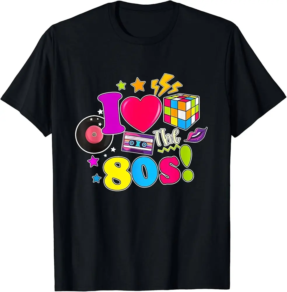 

I Love The 80s Vintage Outfit 80's Theme Retro Vibes Fashion T-Shirt High Quality 100%Cotton Short Sleeve