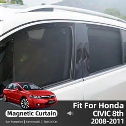 For Honda CIVIC 8th Gen 2006-2011 Magnetic Car Sunshade Shield Front Windshield Frame Curtain Rear Side Window Sun Shades