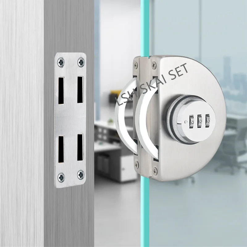Security Password Glass Door Lock Sturdy Stainless Steel Door Locks Without Drilling Holes Sliding Doors Anti-theft Lock
