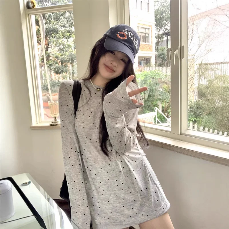 

Long Sleeve T-Shirts Womens Chic Korean Cotton Tops With Irregular Hem And Relaxed Fit For Autumn Streetwear Outfits Comfortable