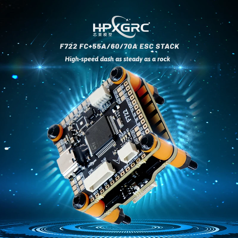

Контроллер полета HPXGRC F722 ICM42688P с бесщеточным ESC 4в1 55A/60A/70A 30,5x30,5 мм для гоночного дрона FPV Freestyle