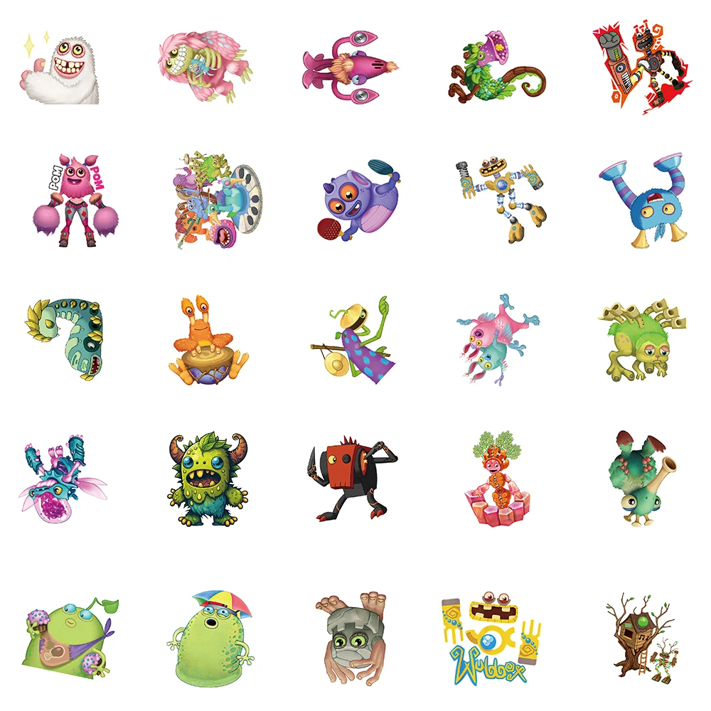 50PCS My Singing Monster Game Cartoon Stickers Vintage For DIY Kids Notebook Luggage Motorcycle Laptop Refrigerator Decal Toy