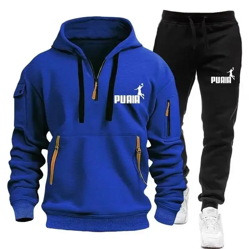 Men's hooded sweatshirt + casual sport pants, autumn and winter casual sweatshirt running suit, sweatshirt set, 2026 new product view 3