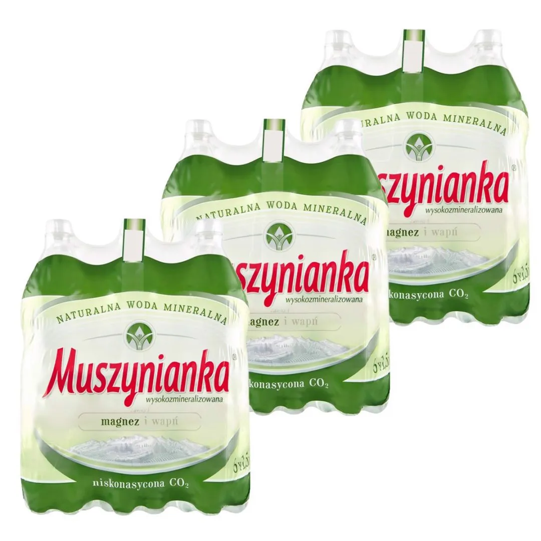 Muszynianka Naturalna woda mineralna wysokozmineralizowana niskonasycona CO2 1,5 l x 18 sztuk