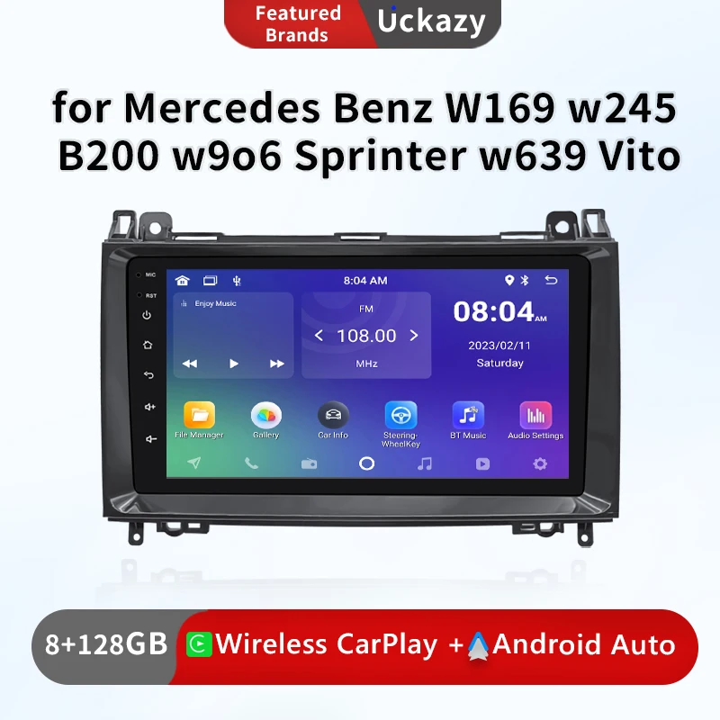 

Беспроводная Автомобильная магнитола Carplay Android 13 для Mercedes Benz B200 Vito W639 Viano B Class W169 W245 W203 мультимедийный GPS стерео аудио