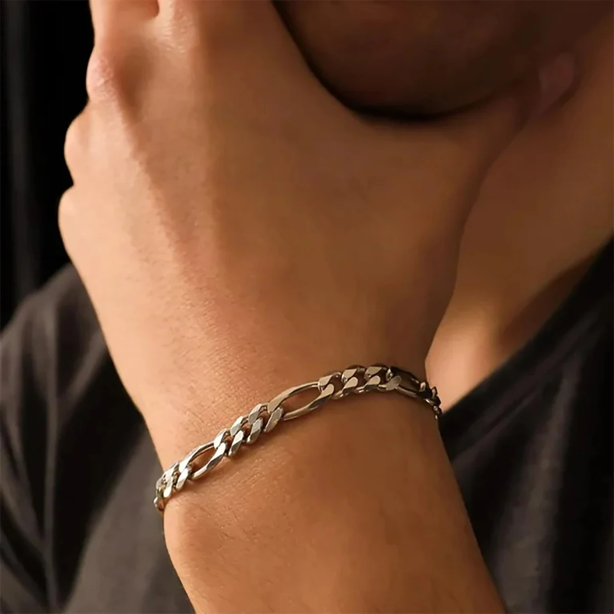 

Figaro Bracelet for Men and Women, 7.5/8/9inch Stainless Steel Chain link Bracelet