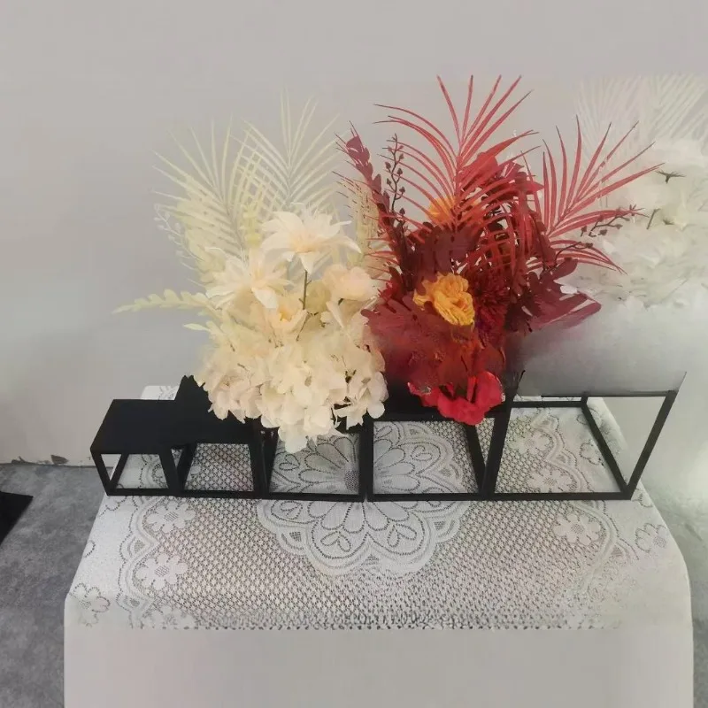 реквизит, черная геометрия, квадратный дорожный направляющий железное искусство, трехмерные украшения, свадебное украшение, добро пожаловать, новые цветы