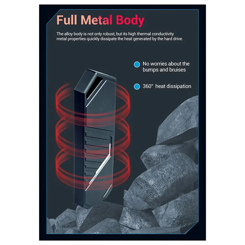 

Корпус SSD с двумя протоколами M2 Nvme USB 3.1 Type C Gen2 10 Гбит/с Корпус из алюминиевого сплава M.2 Nvme Жесткий диск Коробка 2230 2242