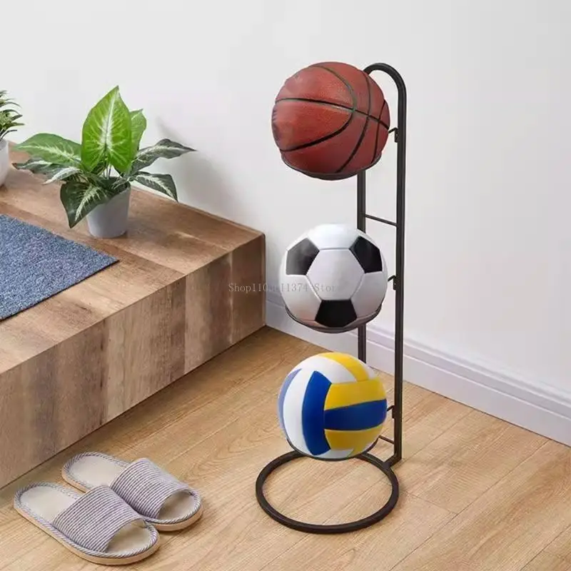  Football Display Stand Multilayer Ball Storage Shelf Rolling Ball Vertical Display Rack for Bedroom, Living Room, Garage