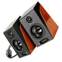 Heavy Bass Computer Speaker Noise Cancelling Sound Bookshelf Subwoofer USB2.0 Channel Wood Texture Desktop Audio