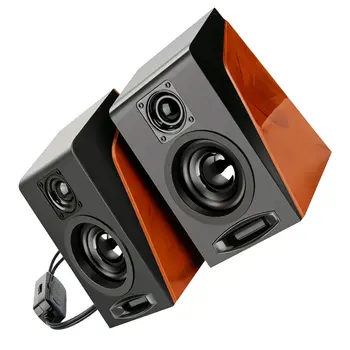Ağır bas bilgisayar hoparlör gürültü iptal ses kitaplık Subwoofer USB2.0 kanal ahşap doku masaüstü ses