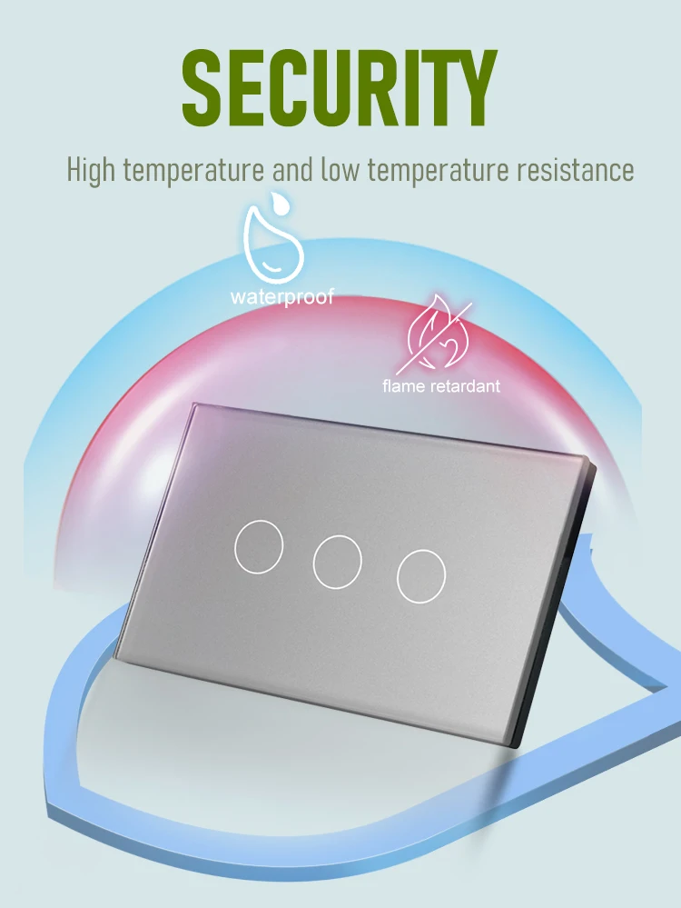 

2 шт. Zigbee Smart Touch Switch 1-позиционный настенный выключатель света с нейтральным проводом и стеклом Tuya APP Smart Life Alexa 1/2/3Gang Стандарт США